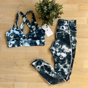 Fabletics Tie-Dye print Sports Bra and Leggings Set